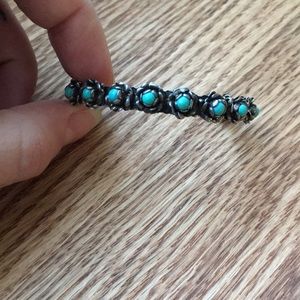 Vintage sterling silver and emerald rose bracket